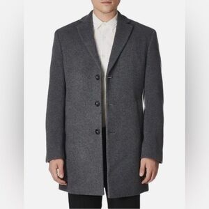 Michael Kors Men's Madison Wool Blend Modern-Fit Overcoat Dark Gray Men Size XL
